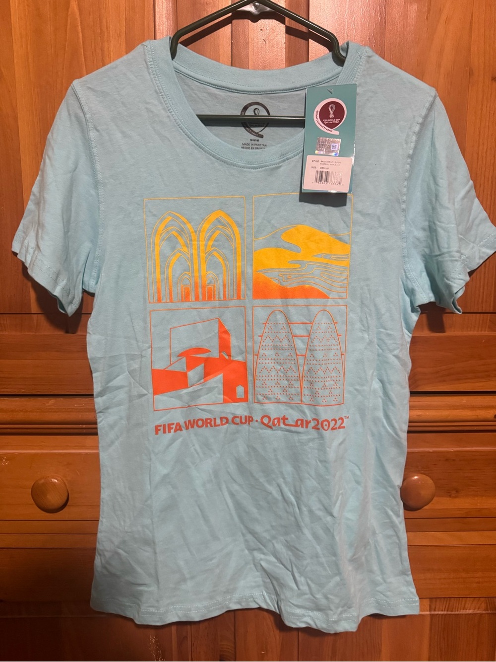 Women’s M FIFA World Cup Qatar 2022 Light Blue Graphic Tee